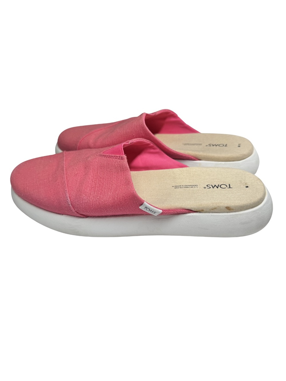 Toms Women's Pink Slip-On Canvas Mules 11 casual summer colorful comfort